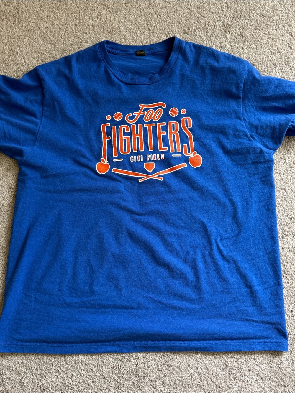 Foo Fighters Citi Field New York Mets #15 concert T Shirt Blue XL 23.5” rare